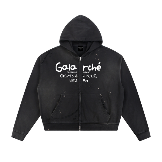 Galarche Belt Raw Edge Fleece Zip Hoodie