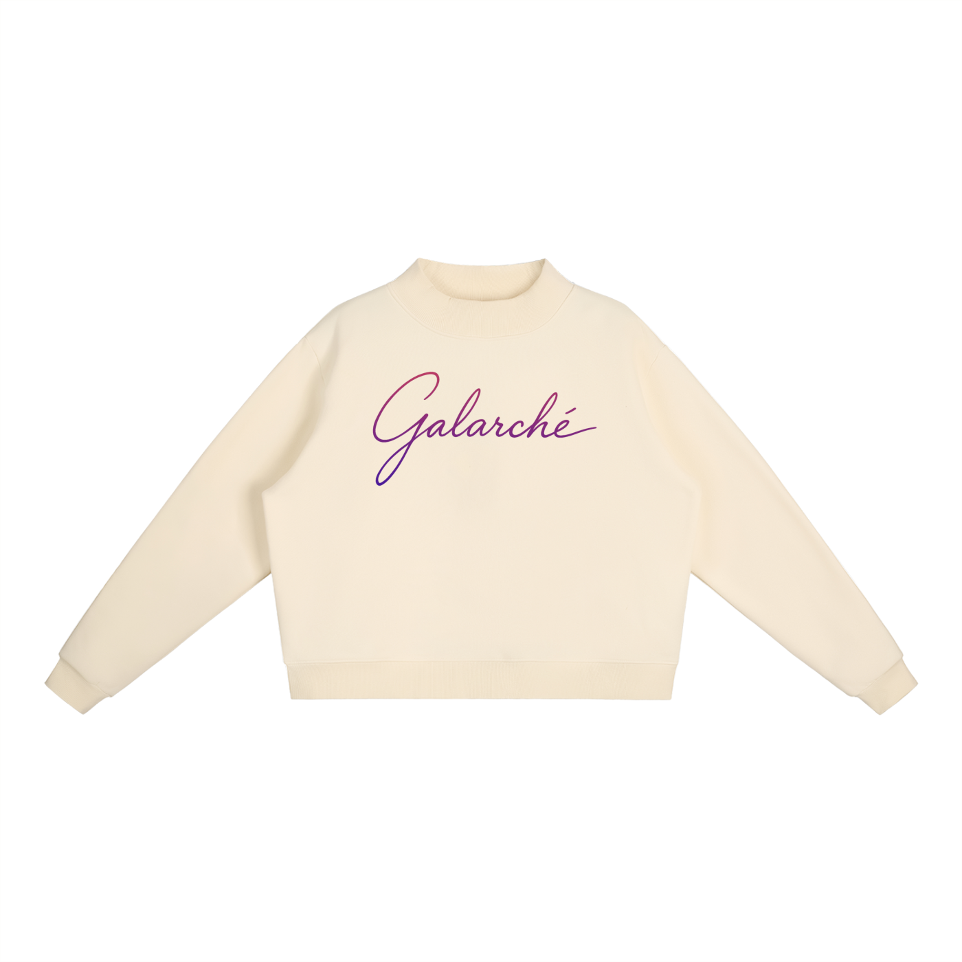 Galarche Script Essential Fleece Mock-Neck Crew Sweatshirt