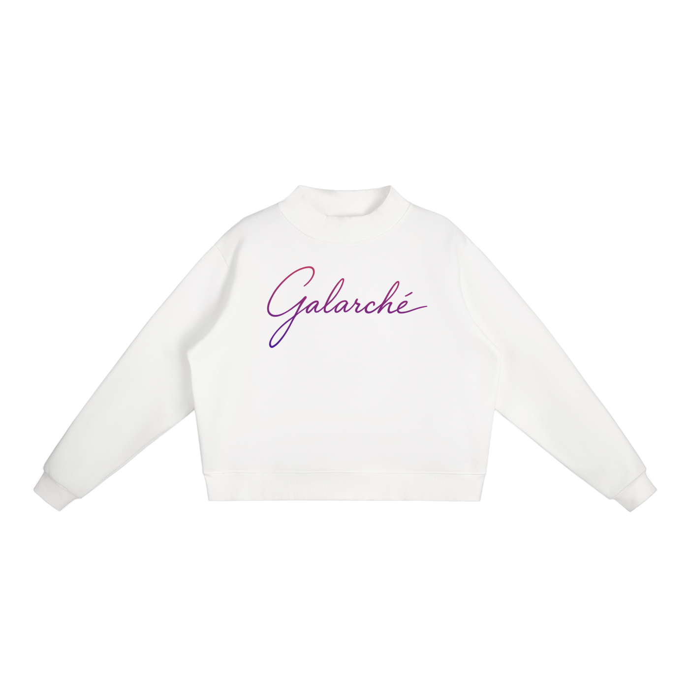 Galarche Script Essential Fleece Mock-Neck Crew Sweatshirt