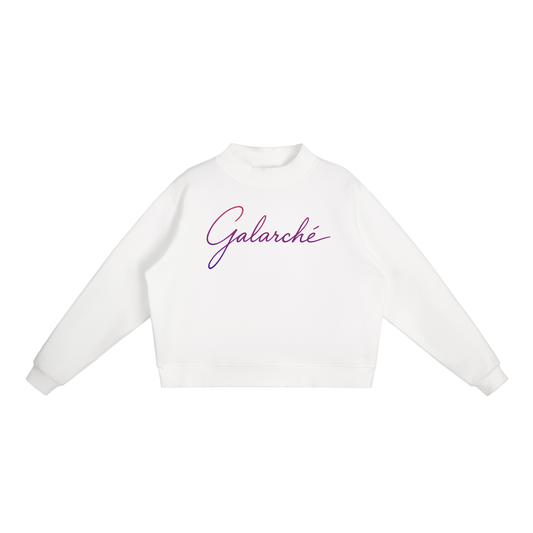 Galarche Script Essential Fleece Mock-Neck Crew Sweatshirt