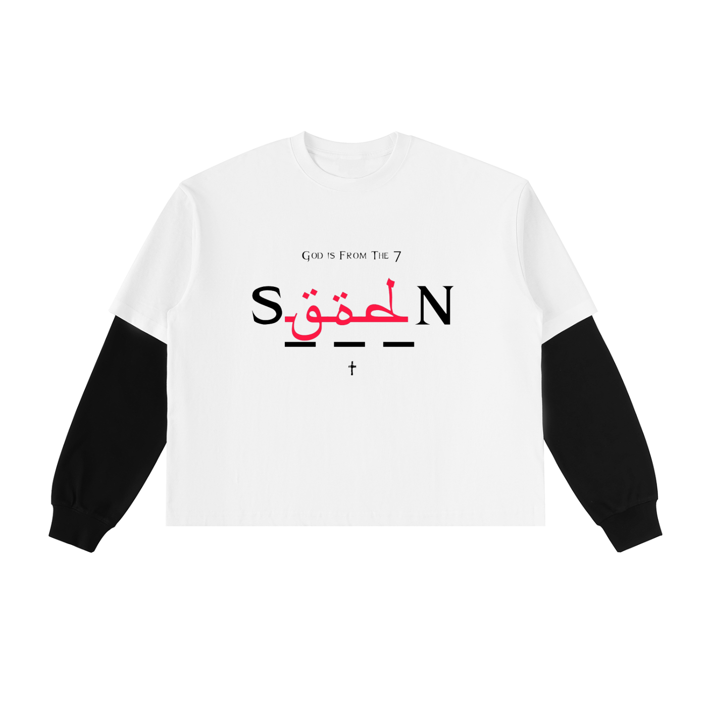 Layered SevenGod Contrast Sleeve Cotton T-Shirt