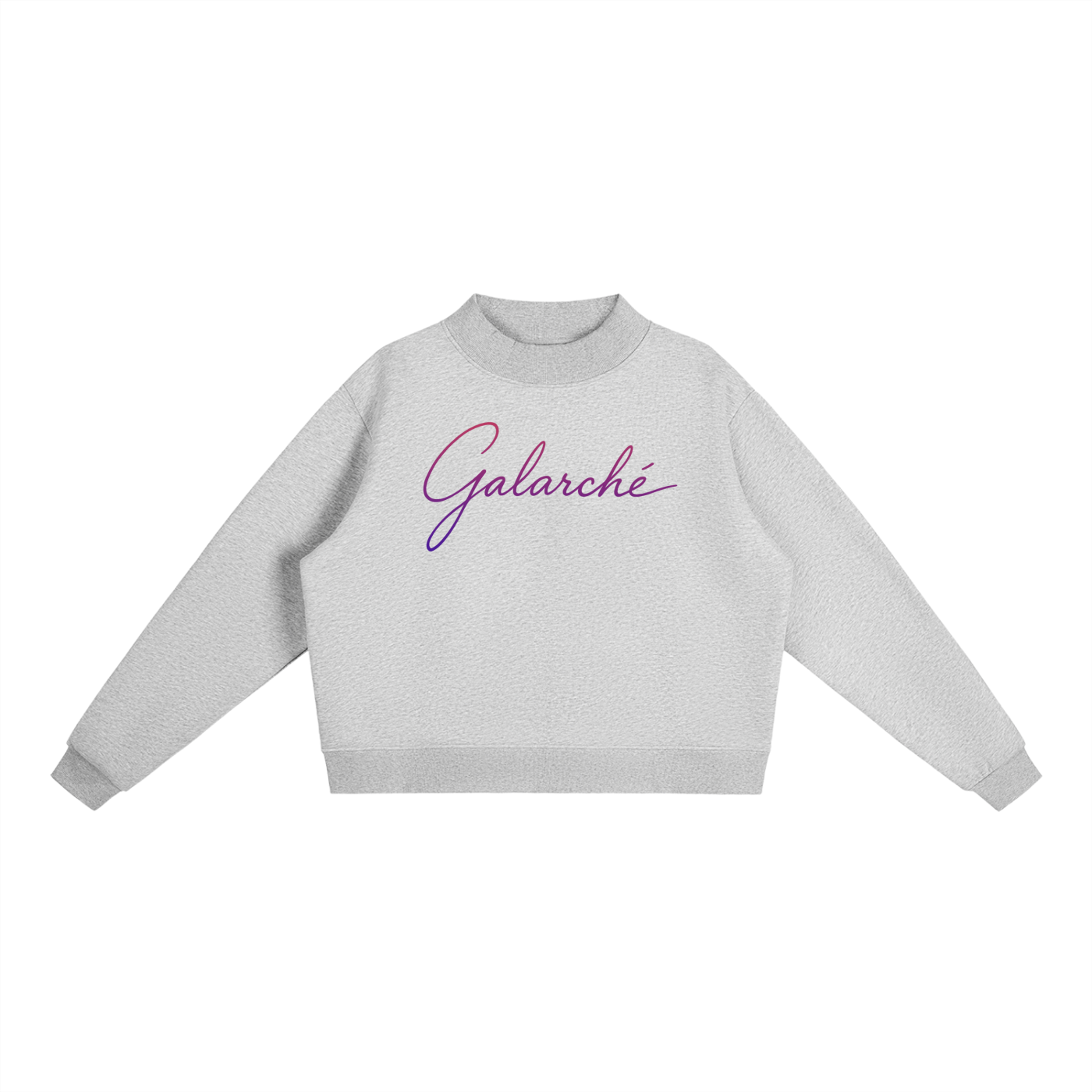 Galarche Script Essential Fleece Mock-Neck Crew Sweatshirt