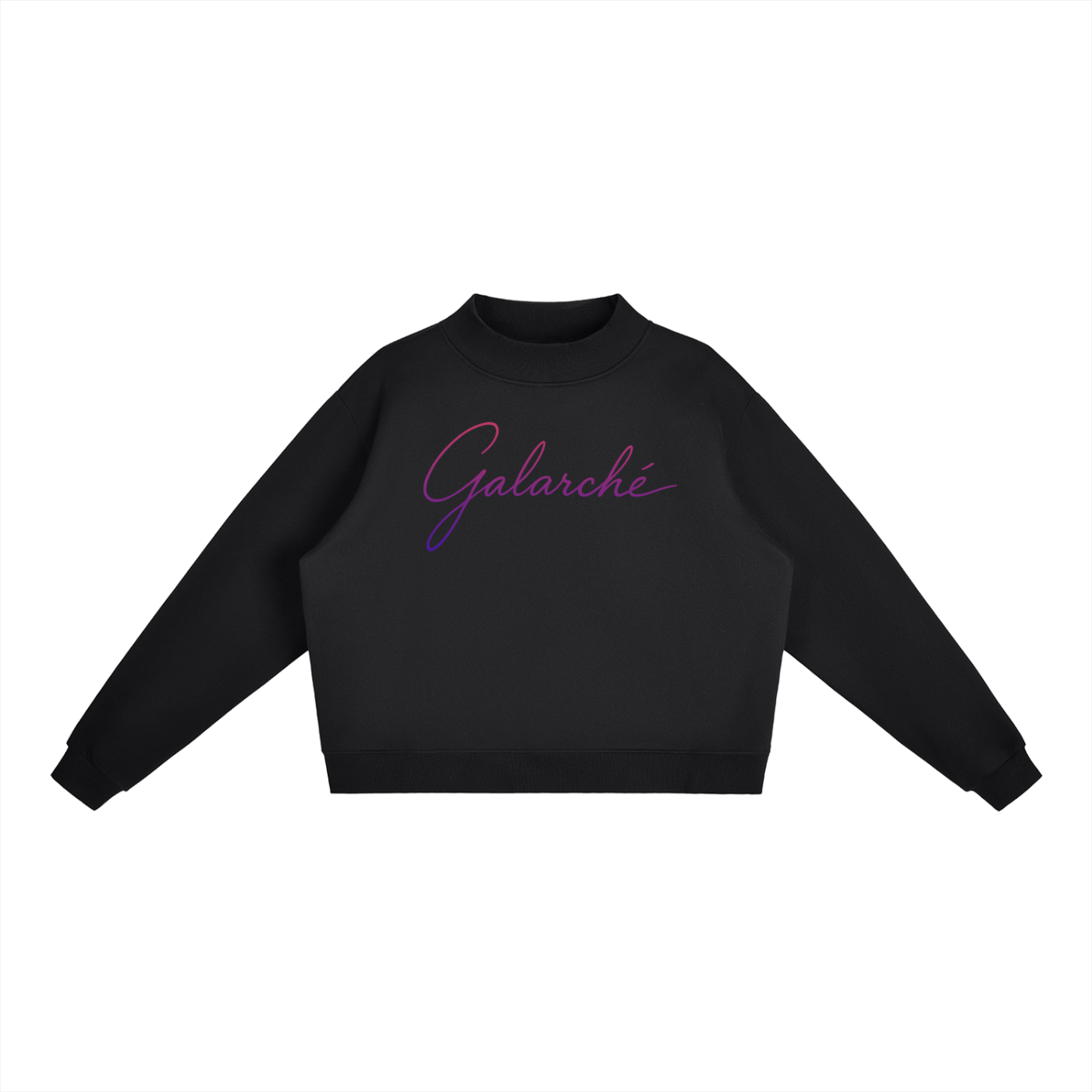 Galarche Script Essential Fleece Mock-Neck Crew Sweatshirt
