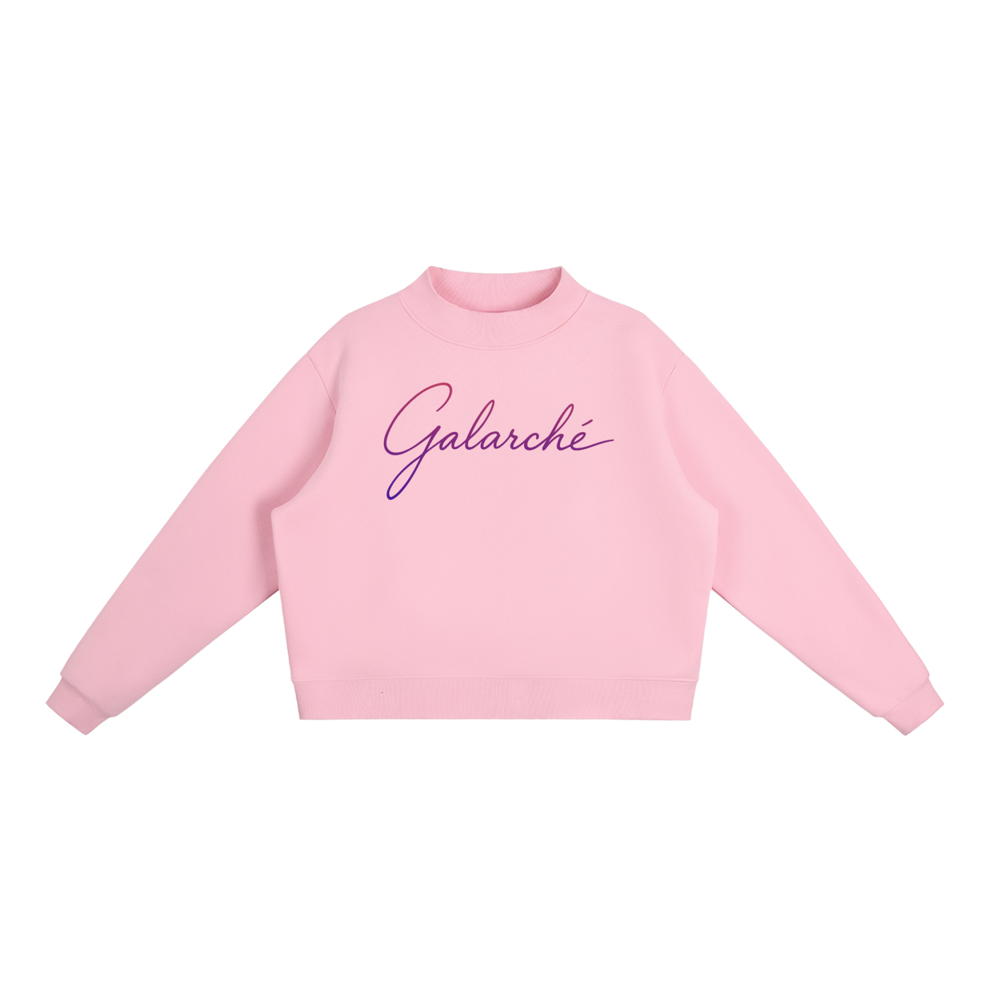 Galarche Script Essential Fleece Mock-Neck Crew Sweatshirt