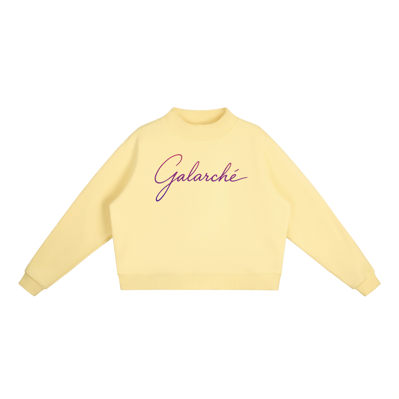 Galarche Script Essential Fleece Mock-Neck Crew Sweatshirt